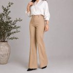 شلوار زنانه مجلسی مدل دمپا عروسکی، دمپا گشاد قد ۱۱۰، پارچه بزایاق ترک - Image 3