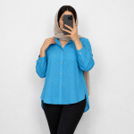شومیز زنانه و دخترانه نخی لینن وارداتی دکمه دار مناسب فصل لطیف و خنک