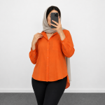 شومیز زنانه و دخترانه نخی لینن وارداتی دکمه دار مناسب فصل لطیف و خنک - Image 2
